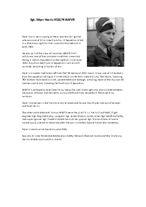 A preview of a PDF biography for Harris, Myer